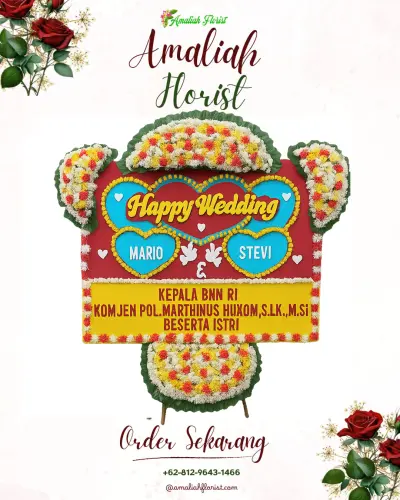 Karangan Papan Bunga Pernikahan di Pelapuan
